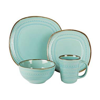American Atelier 6589-16RB Tallulah 16 Piece Round Dinnerware Set, 11x11, Teal