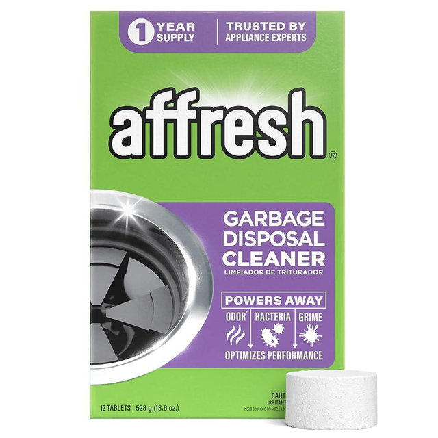 Affresh Garbage Disposal Cleaner, Helps Power Away Odor Causing Bacteria, Debris & Grime in Grind Chamber, Impeller & Drain Pipe, 12 Tablets, 1 Year Supply