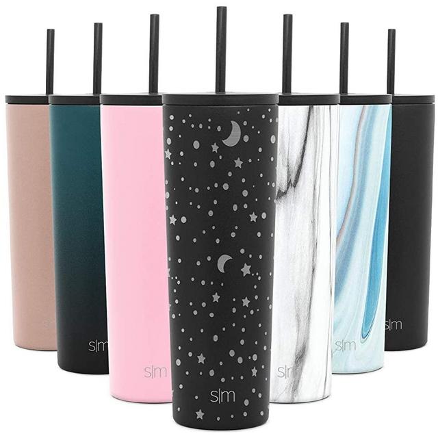 Simple Modern Classic Insulated Tumbler with Straw and Flip Lid Stainless Steel Water Bottle Iced Coffee Travel Mug Cup, 28oz (830ml), Engraved: Lunar