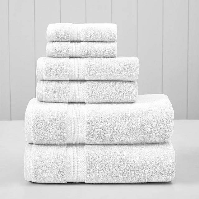 Modern Threads 6-Piece Rayon from Bamboo & Cotton Blend Towel Set - Ultra Soft & Absorbent, White