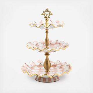 Rosy Check Ceramic Three Tier Sweet Stand