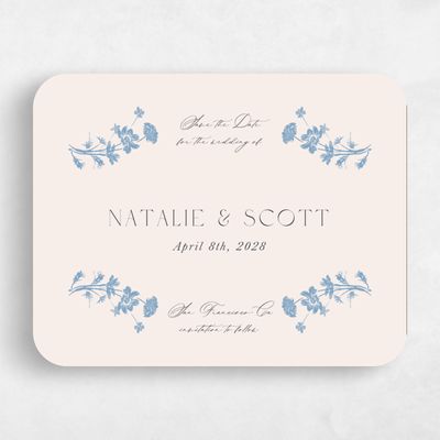 Blue Rounded Wedding Save the Date - Dianora Landscape