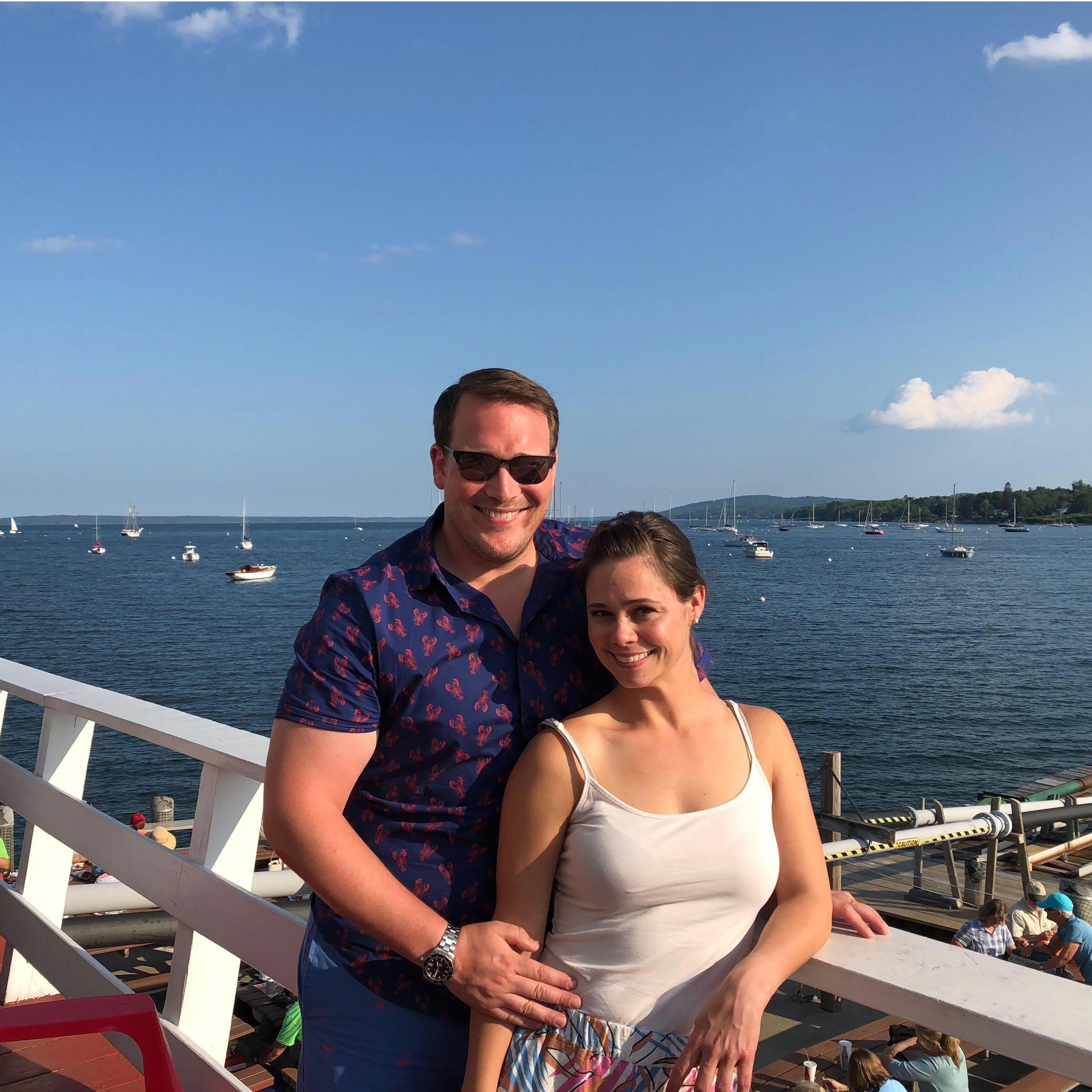 At Young's Lobster Pound in Belfast, overlooking the Penobscot Bay.