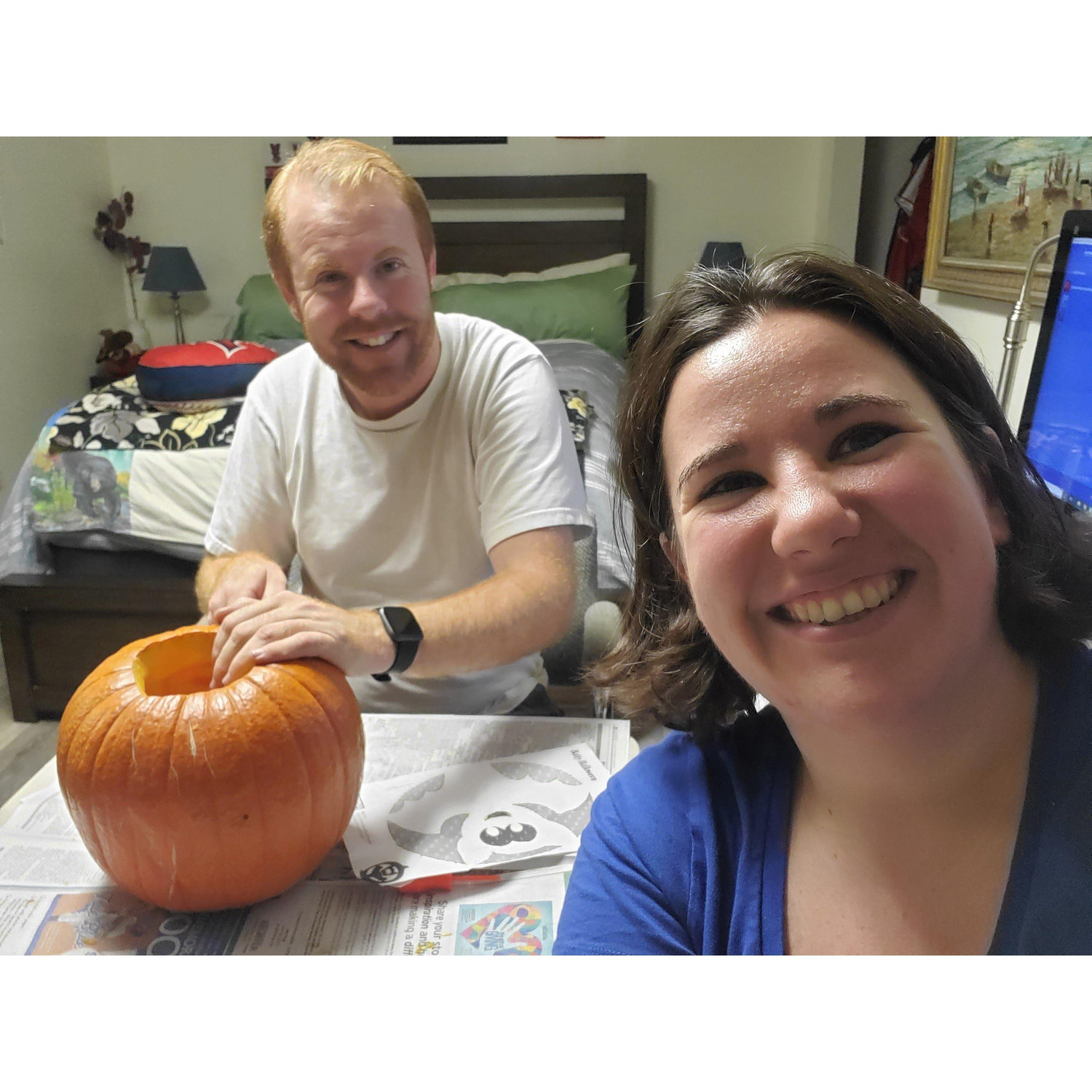 Shane's first time carving a pumpkin