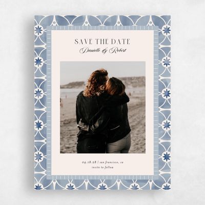 Denim Blue Wedding Save the Date - Anafi Photo