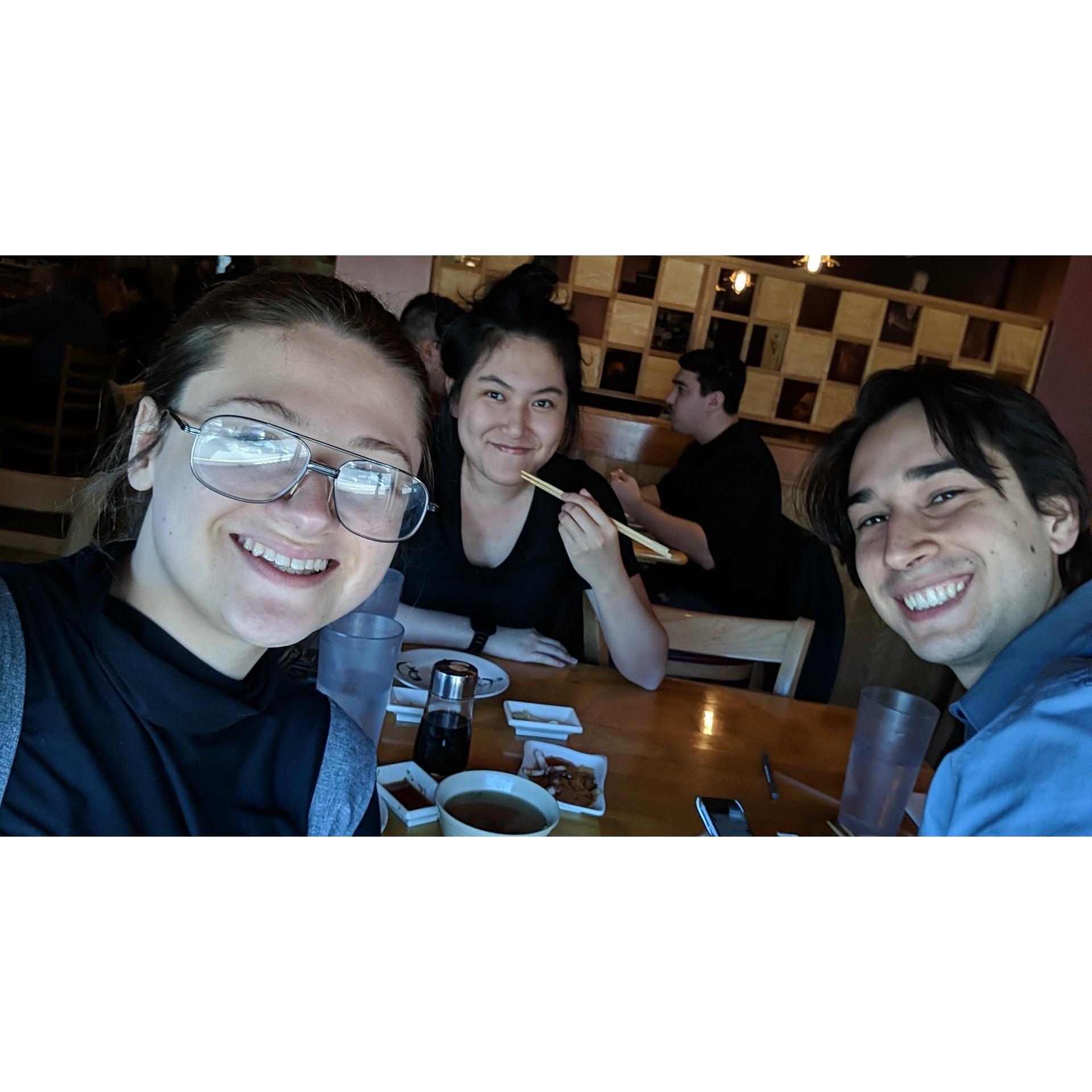 Eatin' sushi with our friend Norria.