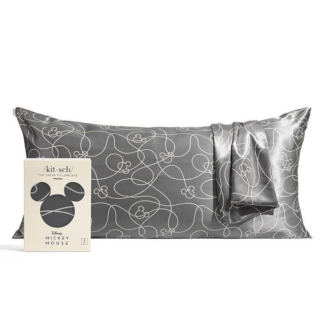 Mickey/Minnie x Kitsch Satin Pillowcase - Softer Than Silk Pillowcase for Hair & Skin | Cooling Satin Pillowcases with Zipper | Satin Pillow Case Cover | Pillow Cases King Size (Mickey Maze)