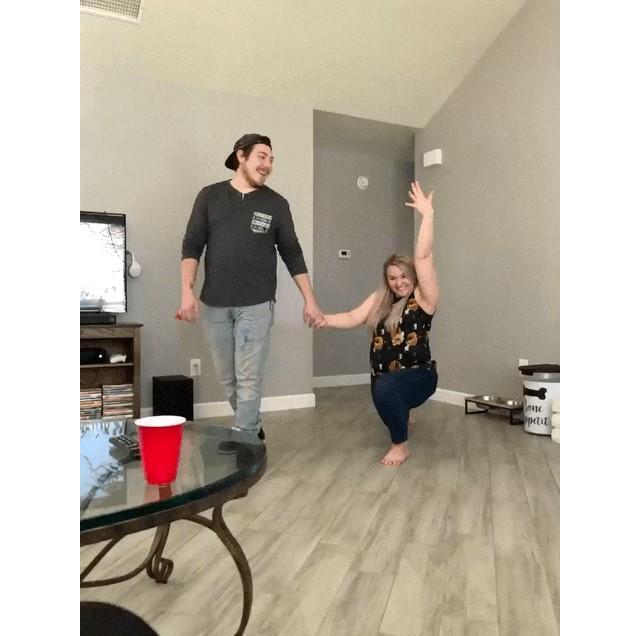 Walking out to our Friends the moment after I said yes!