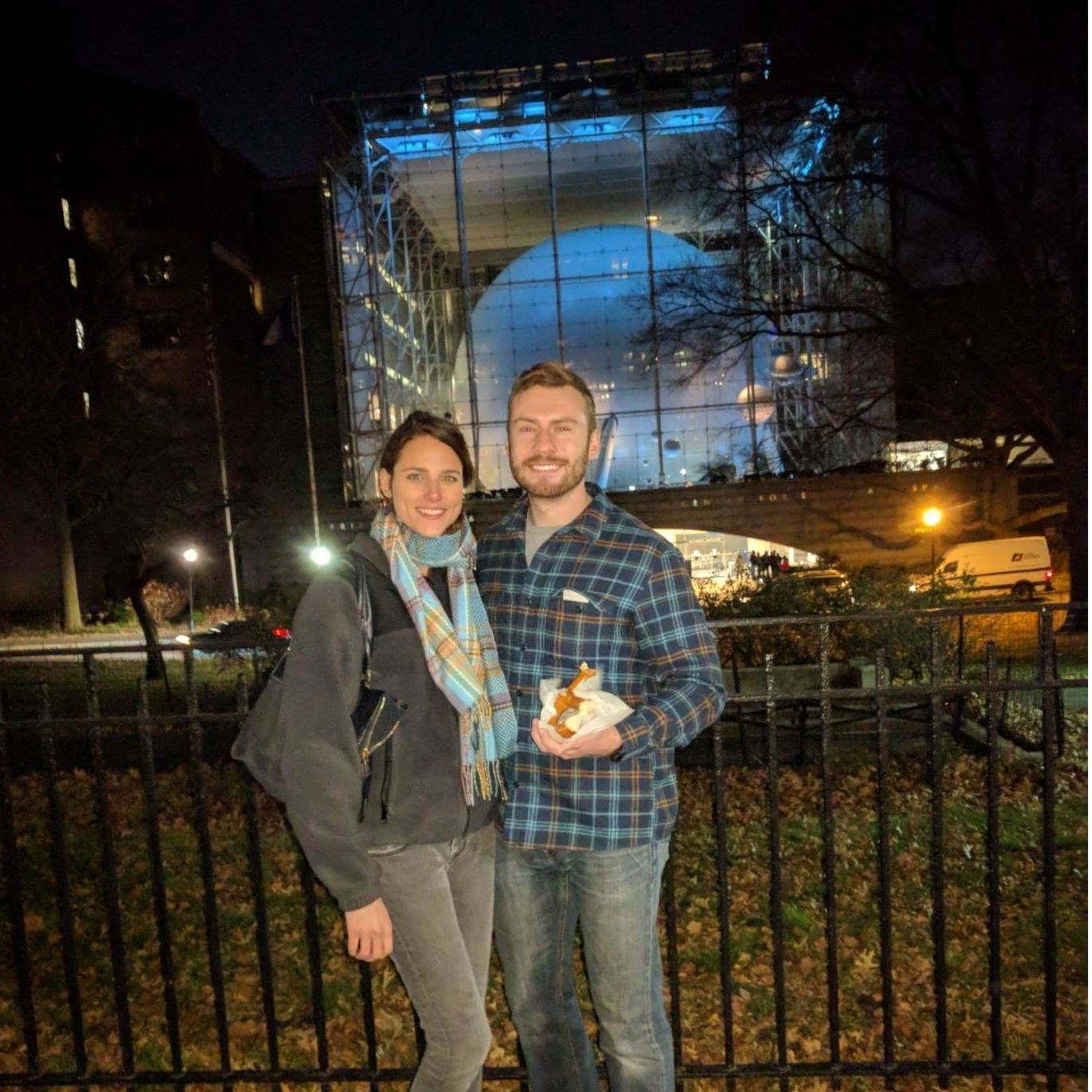 December 2019, New York - Waiting for the museum to come alive, pretzel in hand!