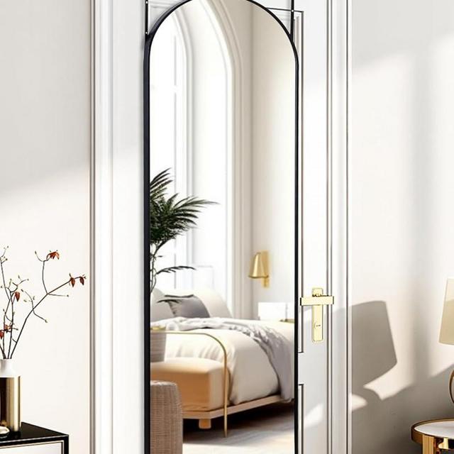 ITSRG Full Length Mirror - 50"x16" Over The Door Mirror for Bathroom & Bedroom (Black)
