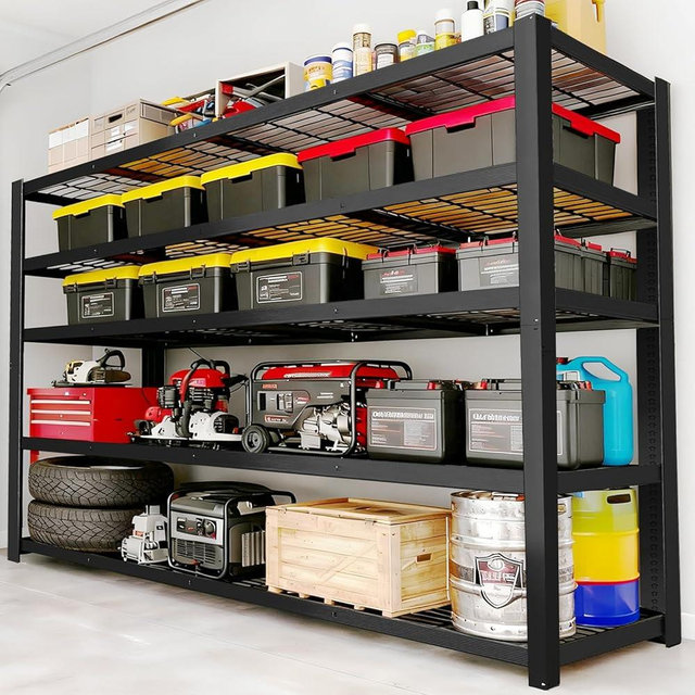 ZEUKMXOO Heavy Duty Storage Shelves 62" W, Metal Shelving Rack, Garage Storage Shelf, Black Adjustable Shelving Unit for Garage, Basement, Warehouse, Workshop 3050 lbs,62" W x 24" D x72 H