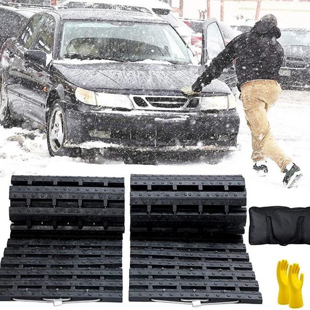 JOJOMARK Tire Traction Mat, Recovery Track Portable Emergency Devices for Pickups Snow, Ice, Mud, and Sand Used to Cars, Trucks, Van or Fleet Vehicle (2pcs*39in)