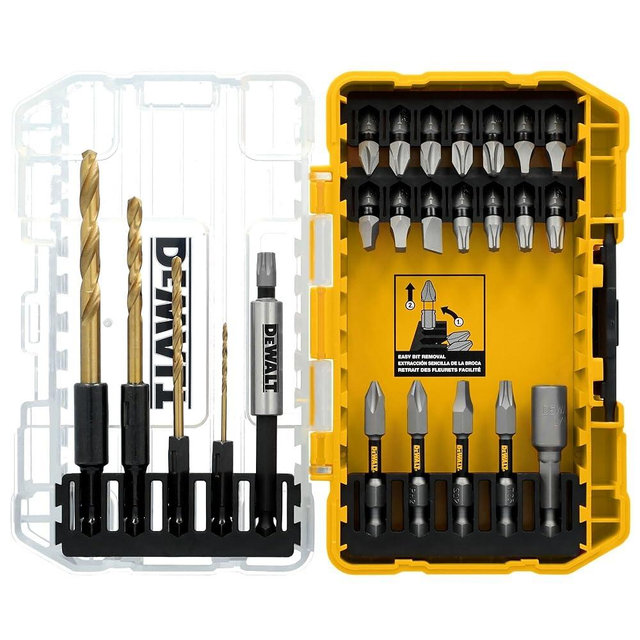 DEWALT Tough Grip 27 Pc Screwdriver Bit Set and Impact Drill Driver Bit Set, Extra Durable Heavy Duty Torsion Zone Technology (DWAF2504TG)