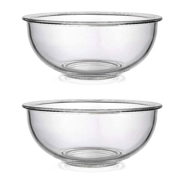Bovado 2.5 Quart Glass Bowl for Storage, Mixing, Serving (2 Pack) - Clear, Dishwasher, Freezer & Oven Safe Glass, Easy-Clean (2.5 Quart - 2 Pack)