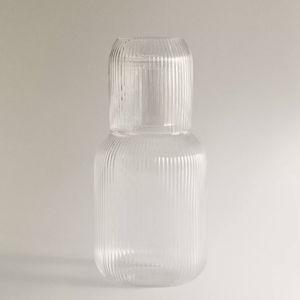 STRIPED BOROSILICATE GLASS NIGHT SET (SET OF 2) | Zara Home United States of America