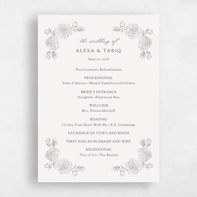 Light Oatmeal, Beige Wedding Program - Mauve