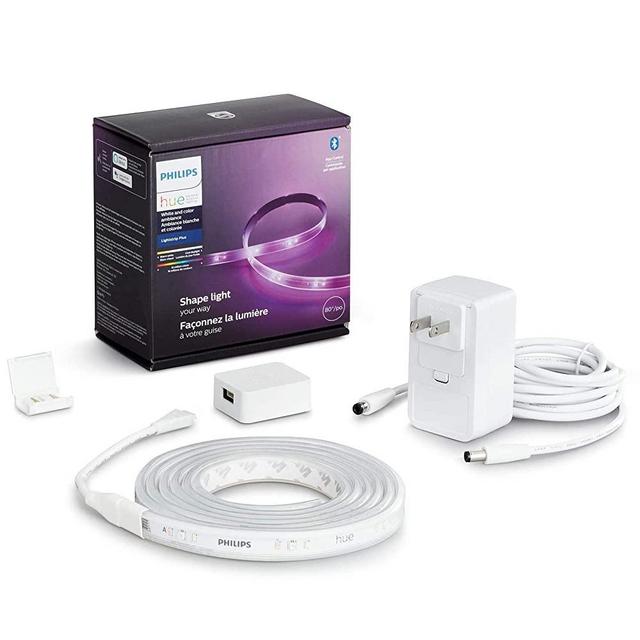 Philips Hue Bluetooth Smart Lightstrip Plus 2m/6ft Base Kit - White and Color Ambiance Family Christmas Holiday - Voice Compatible with Amazon Alexa, Apple Homekit and Google Home - BROAGE Power Cord
