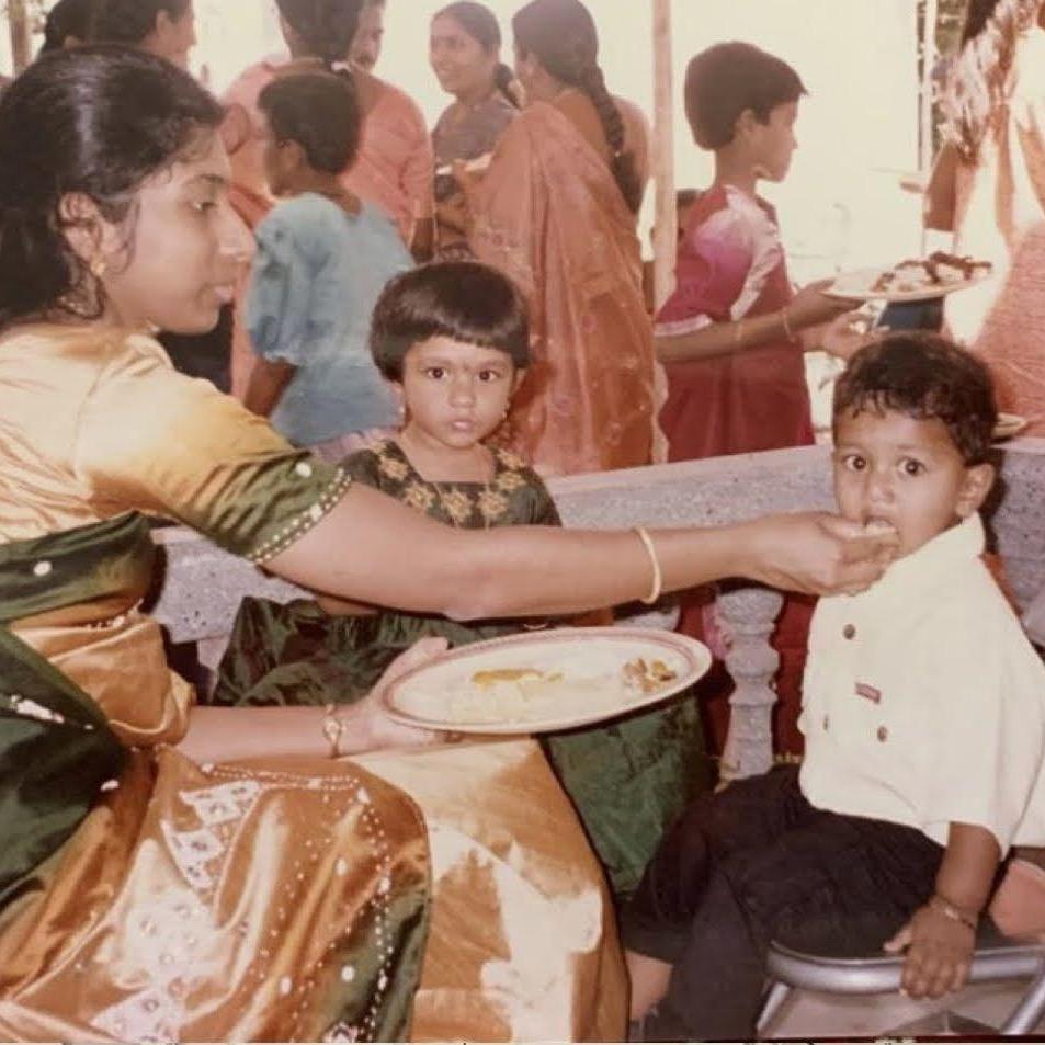 When we first "met." Neither of us have any recollection of this for obvious reasons but life surely has its ways of bringing people back together