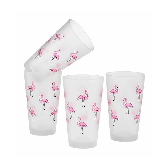 Culver Flamingos Pint Glass 16-Ounce Set of 4