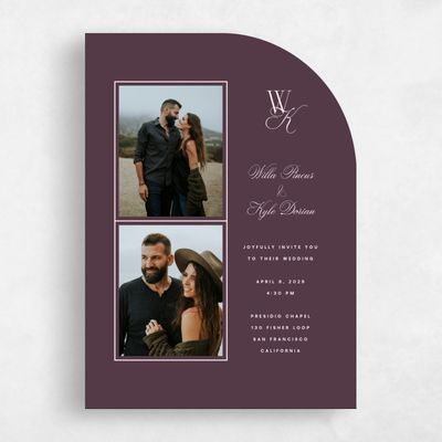 Dark Plum, Purple Wedding Invitation - Lux Multiphoto