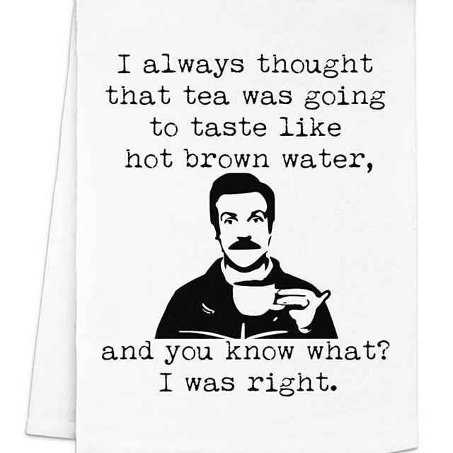 Funny Kitchen Towel, Hot Brown Water, Flour Sack Dish Towel, Sweet Housewarming Gift, White