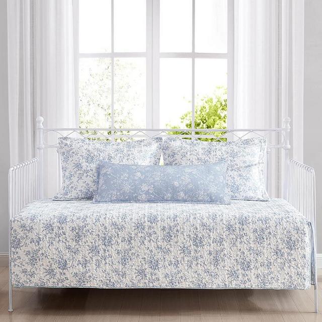 Laura Ashley Home - Daybed Set, Floral Bedding with Matching Shams & Pillow Cover, Home Decor for All Seasons (Walled Garden Blue, Daybed)