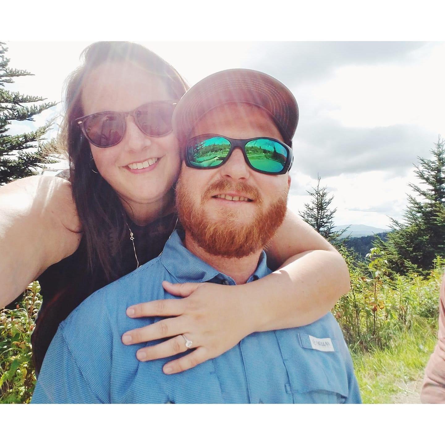 Our trip to the smokies, right after I said yes!
