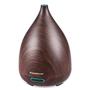 InnoGear 200ml Essential Oil Diffuser Wood Grain Vase-Shaped Ultrasonic Aromatherapy Oil Diffusers with Adjustable Mist Mode Waterless Auto...
