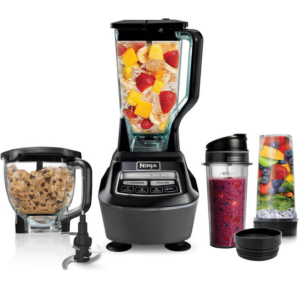 Ninja Kitchen System | All-in-One Food Processor & Blender for Smoothies | Includes Pitcher, (2) 16 oz. To-Go Cups & 8-Cup Bowl | Makes Salsa, Dough, Shakes, & Frozen Drinks | 1500W | Black | BL770