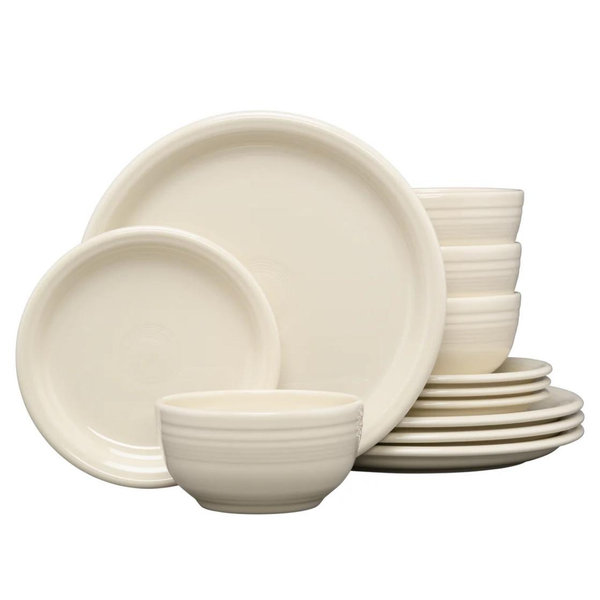Linen Bistro Coupe 12-Piece Dinnerware Set, Service for 4