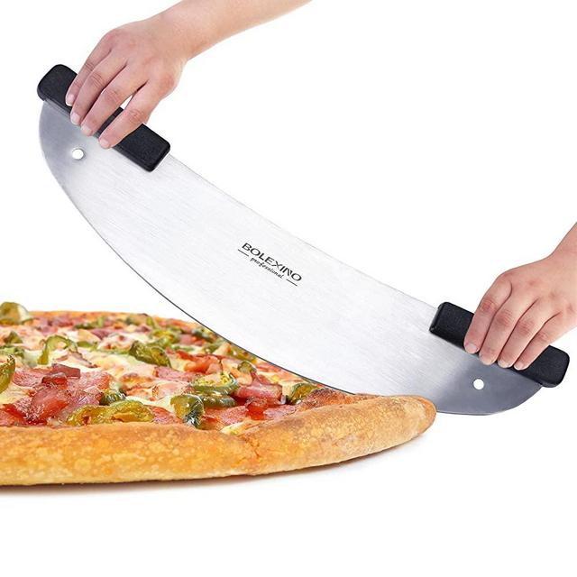 BOLEXINO 20" High Carbon Stainless Steel Pizza Cutter Rocker with Non-slip Handle, Premium Knife Tools for Pizza and Bread, Professional Pizza Oven Accessories, Rocker Pizza Knife for Commercial, Home