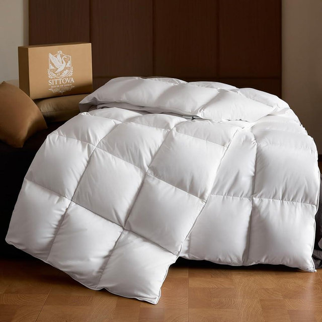 Goose Down Fiber Comforter California King – All-Season Hotel Quality Duvet Insert, High Fill Power, Ultra Soft 100% Cotton, Box-Stitched, Breathable, Lightweight Luxurious White Bedding, 96"x 106"