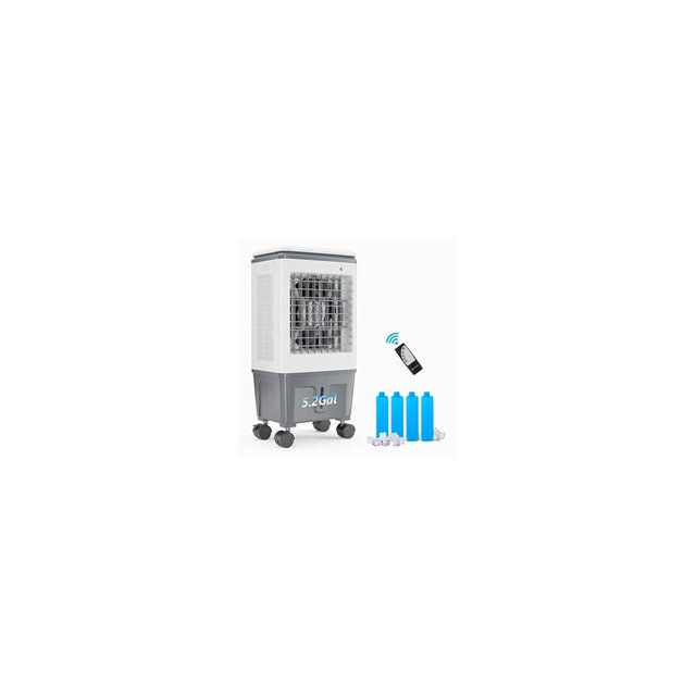 ROVSUN 5.2Gal Portable Swamp Cooler, 1400CFM Evaporative Air Cooler, 3-IN-1 Cooling Fan with Remote Control, 12H Timer & 4 Ice Box, 3 Speeds, Humidifying Oscillating Fan for Indoor or Outdoor