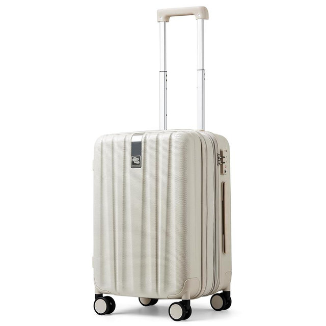 Hanke 20 Inch Expandable Carry on Luggage 22x14x9 Airline Approved Lightweight PC Hard Shell Suitcases with Wheels Travel Luggage Rolling Suitcase Travel Luggage Bag for Weekender(Ivory White)