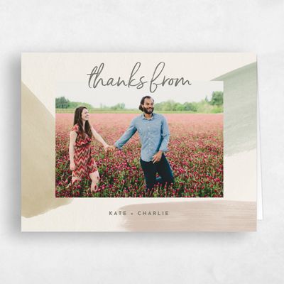 Warm Sage, Green Wedding Thank You - Riverside Photo