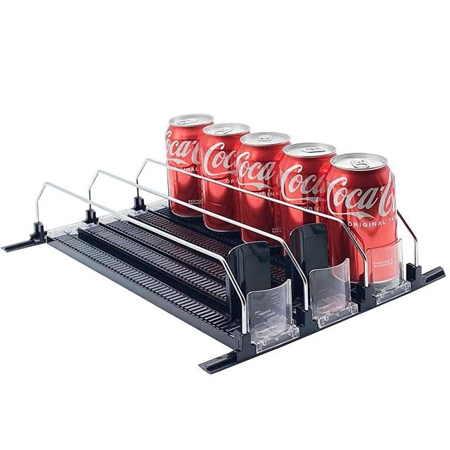 SZNLZQ Soda Can Organizer for Refrigerator-Automatic Pusher Glide, 12oz 16oz 20oz Drink Organizer for Fridge-Holds up to 15 Cans