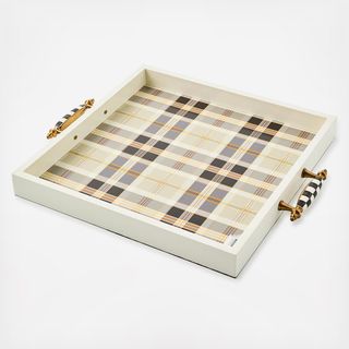 Mocha Tartan Ceramic Serving Tray