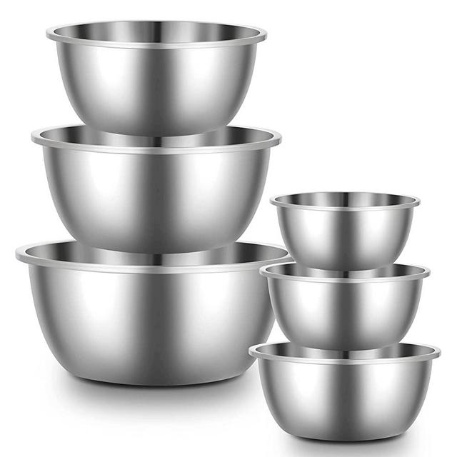 Enther & LIFEASE Stainless Steel Mixing Bowls - Set of 6 Mixing Bowls with 304 Stainless Steel - Heavy Duty, Easy To Clean, Nesting Bowls Space Saving Storage, Great for Cooking, Baking, Salad