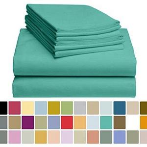 LuxClub 6 PC Bamboo Sheet Set w/18 inch Deep Pockets - Eco Friendly, Wrinkle Free, Hypoallergentic, Antibacterial, Moisture Wicking, Fade Resistant, Silky, Stronger & Softer than Cotton - Teal King