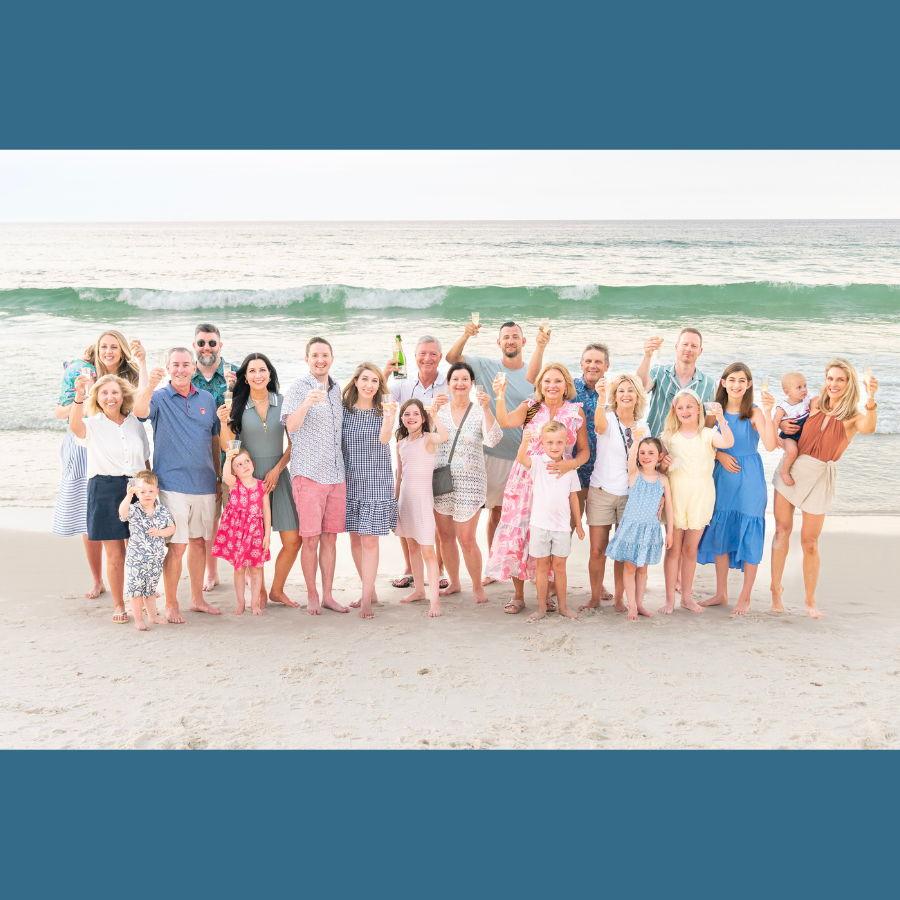 Celebrating our engagement on the beach with family and close friends.