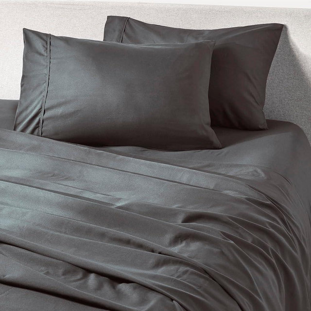 PeachSkinSheets Graphite Gray Sheet Set - 1500tc Level of Softness - Extra Soft Cooling Sheets for Hot Sleepers and Night Sweats - Split Head King Size (36" Split)
