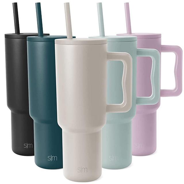 Simple Modern 40 oz Tumbler with Handle and Straw Lid | Reusable Insulated Stainless Steel Travel Mug Water Bottle Cup | Gifts For Men, Women, Mom, Dad | Trek Collection | 40oz | Almond Birch