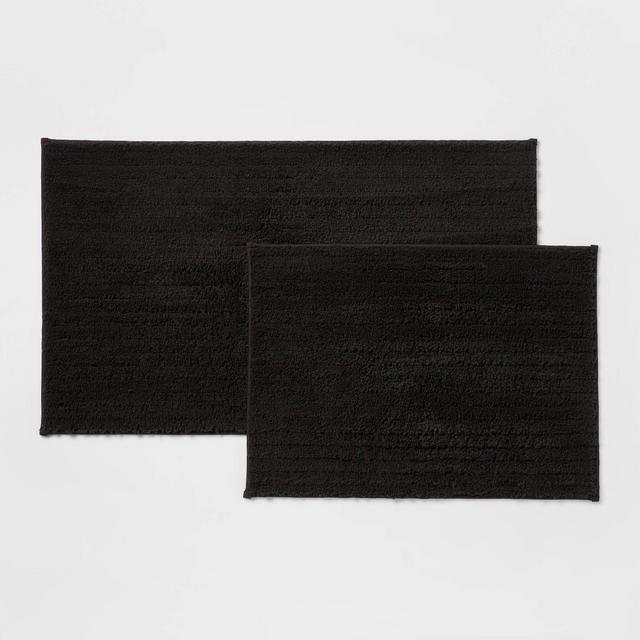 2pk Quick Dry Bath Rug Set Black - Threshold™