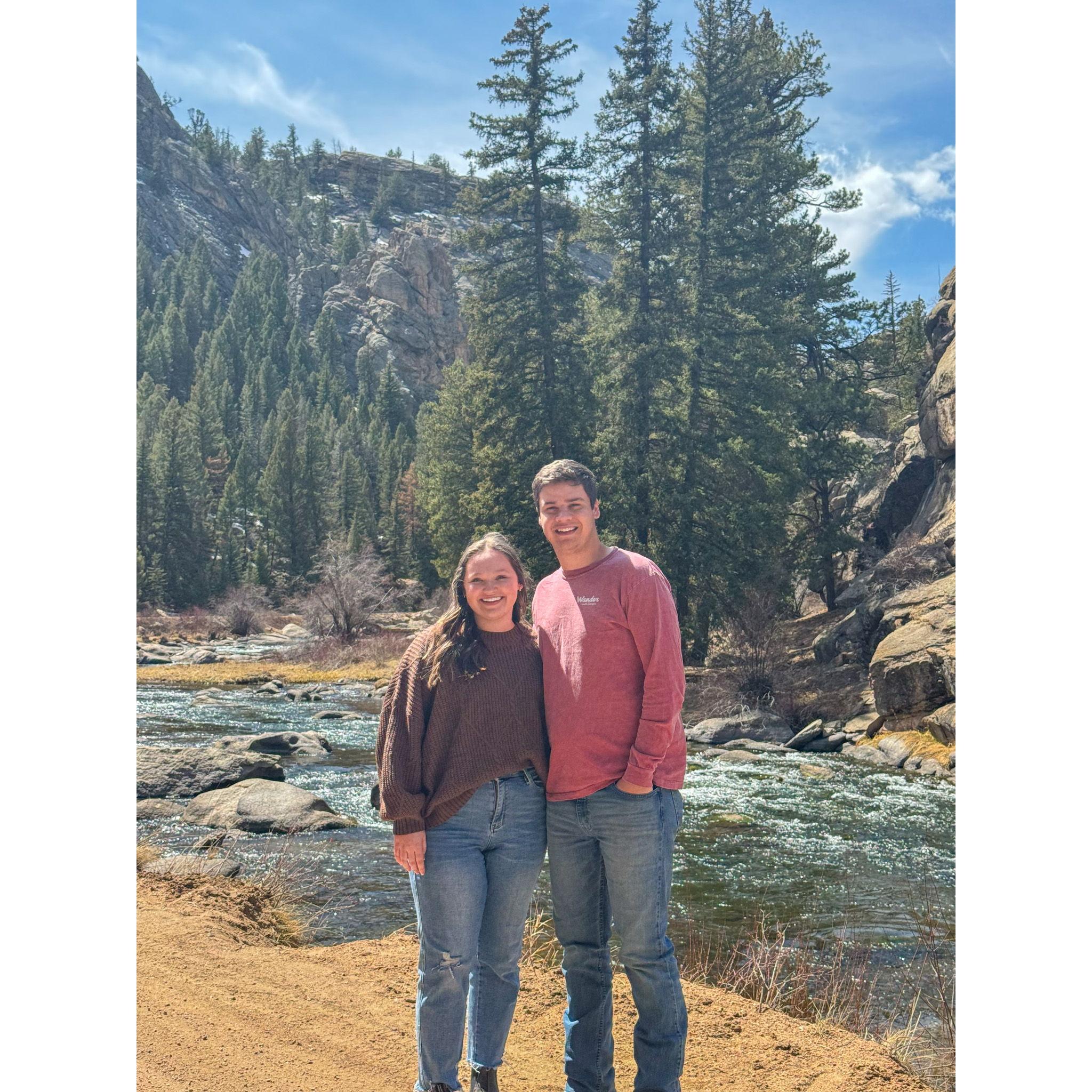 Us exploring a river the day we got engaged!