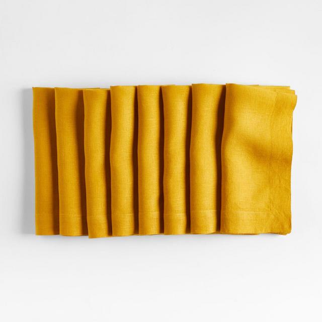 Marin Ochre Linen Napkins, Set of 8
