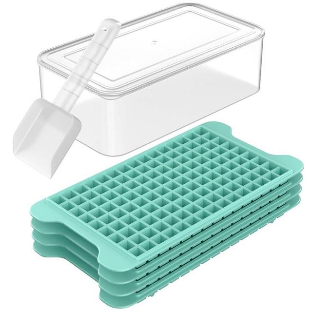 Mini Ice Cube Tray for Freezer: FDDBI Small Ice Trays for Freezer with Bin - 135×4PCS Easy Release Nugget Ice Tray - Crushed Ice Tray with Ice Container