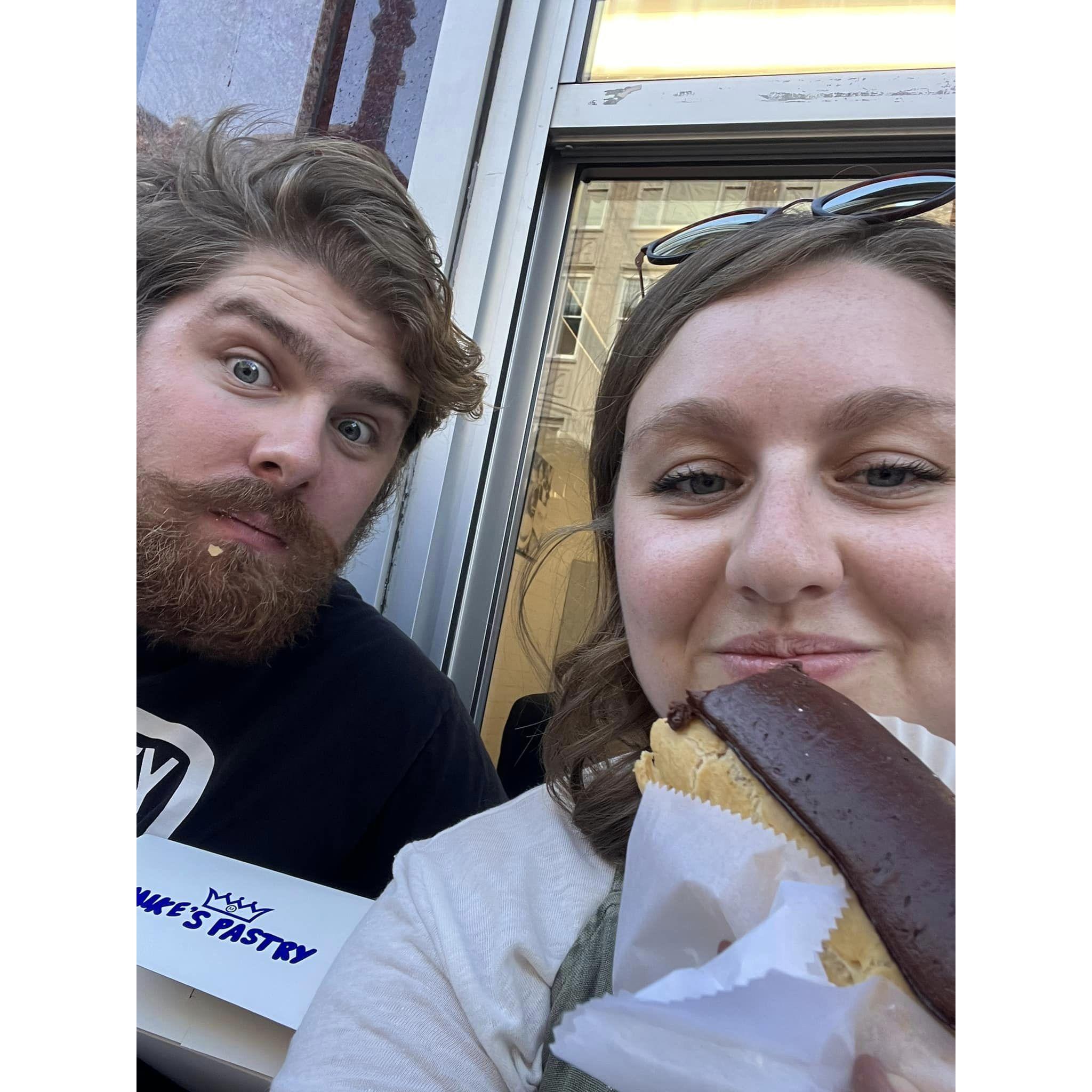 Our trip to the East Coast! We stopped in Boston for pastries.
