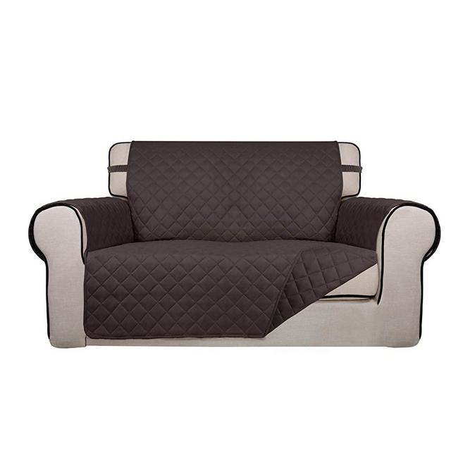 PureFit Reversible Quilted Sofa Cover, Water Resistant Slipcover Furniture Protector, Washable Couch Cover with Non Slip Foam and Elastic Straps for Kids, Pets (Loveseat, Chocolate/Chocolate)