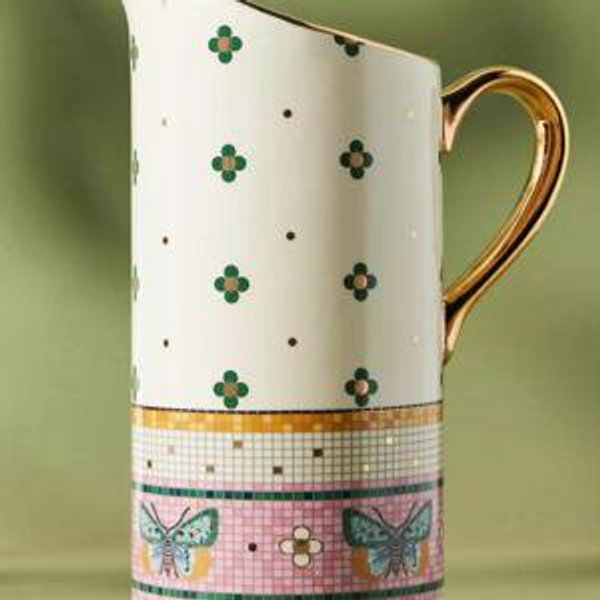 The Bistro Tile Stoneware Pitcher: Garden Edition
