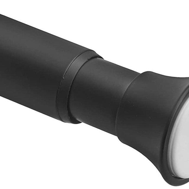 Amazon Basics Tension Curtain Rod, Adjustable 36-54" Width - Black, Classic Finial